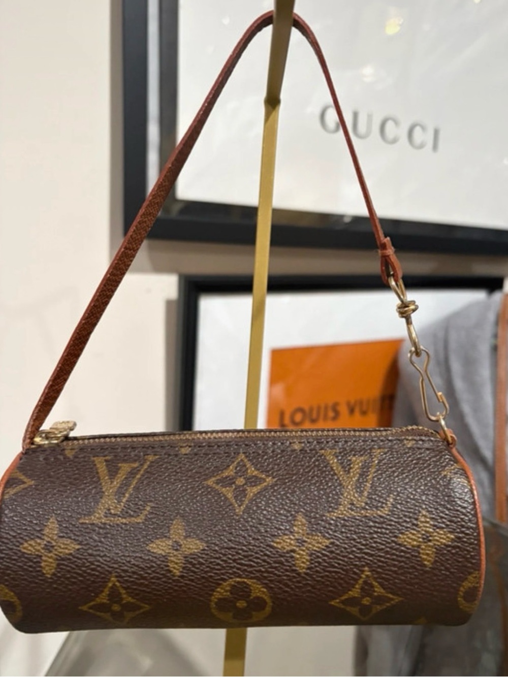 Authentic Louis Vuitton Brown Monogram Canvas Mini Cylindrical Papillon bag